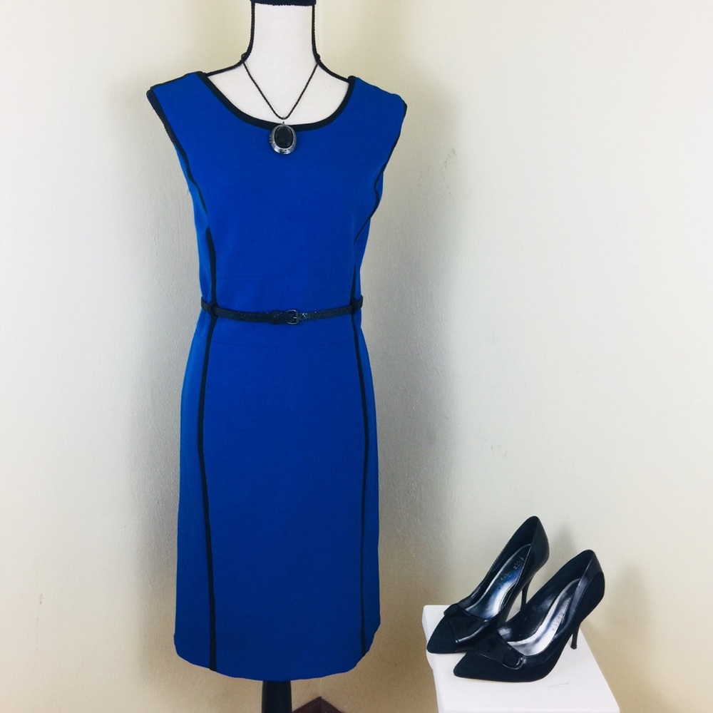 EUC STUDIO I Blue/Black Dress. Sz 16.